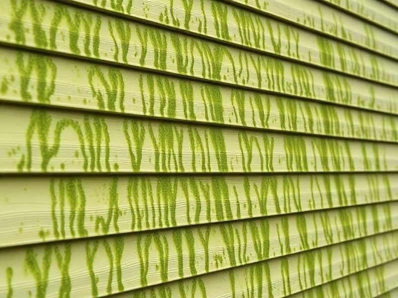 Before-photo of house showing dirt and mildew