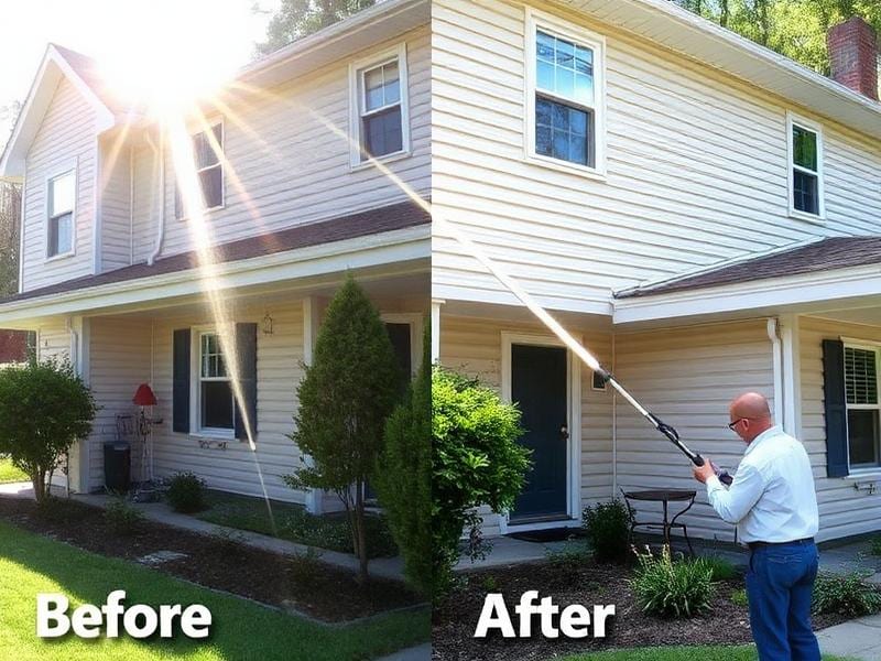 Brick exterior soft washed and brightened in Mebane NC