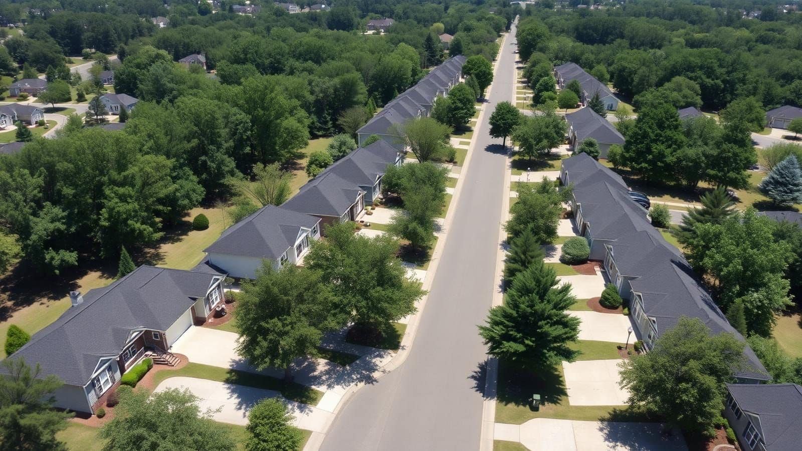 Aerial view of Mebane NC residential neighborhood served by Steinbicker Pressure Washing